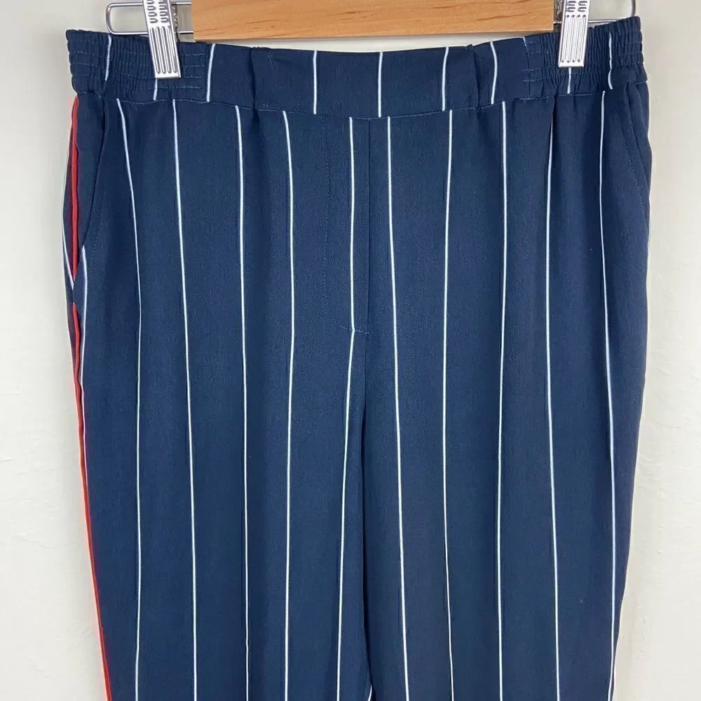 Anthropologie ett:twa Piped + Striped Navy Pant